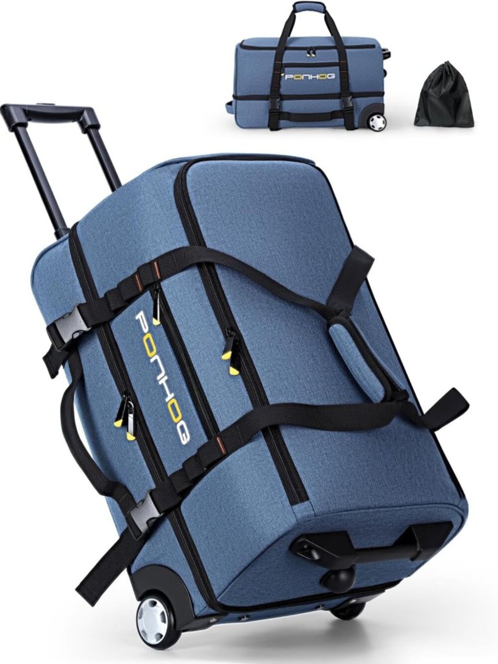 22-Inch Water-Resistant Rolling Duffle Bag for Men - Perfect for Weekend Travel